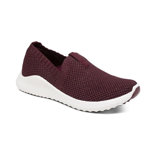Aetrex Women's Angie Arch Support Sneakers Burgundy Shoes UK 6470-965